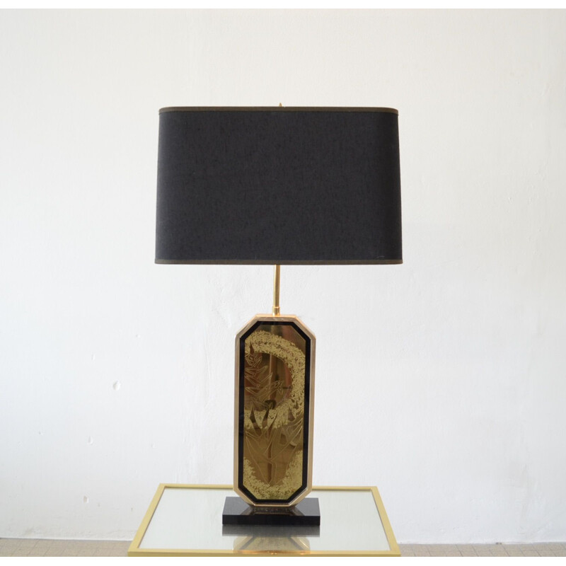 Vintage golden table lamp George Mathias, Hollywood Regency, 1970