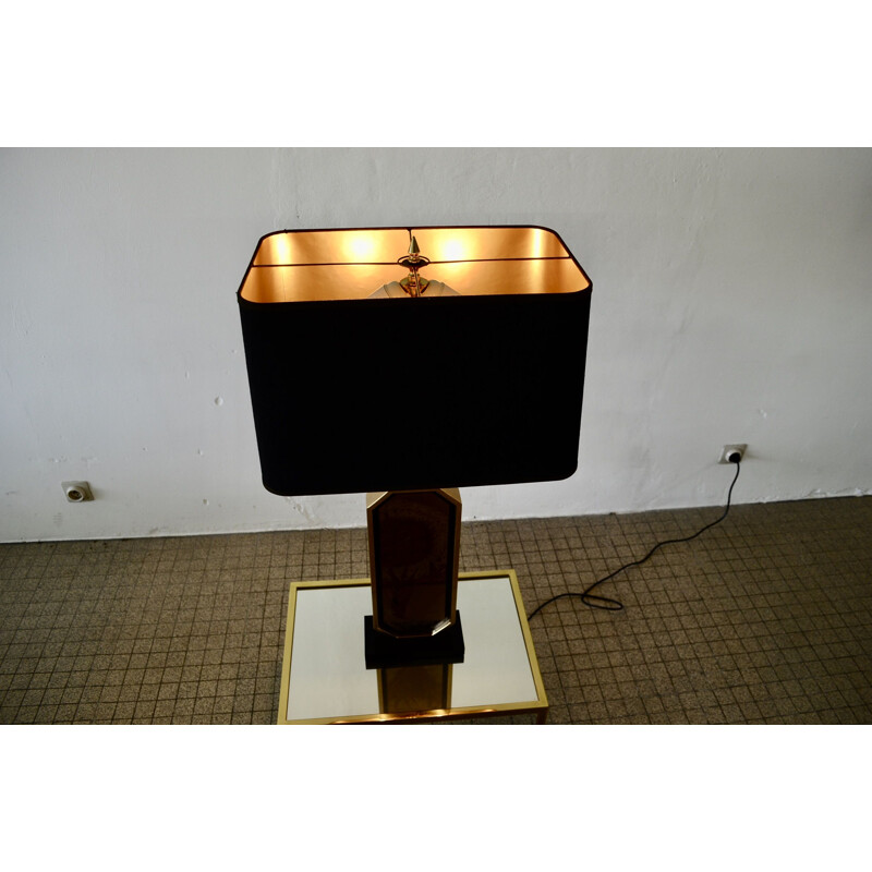 Vintage golden table lamp George Mathias, Hollywood Regency, 1970