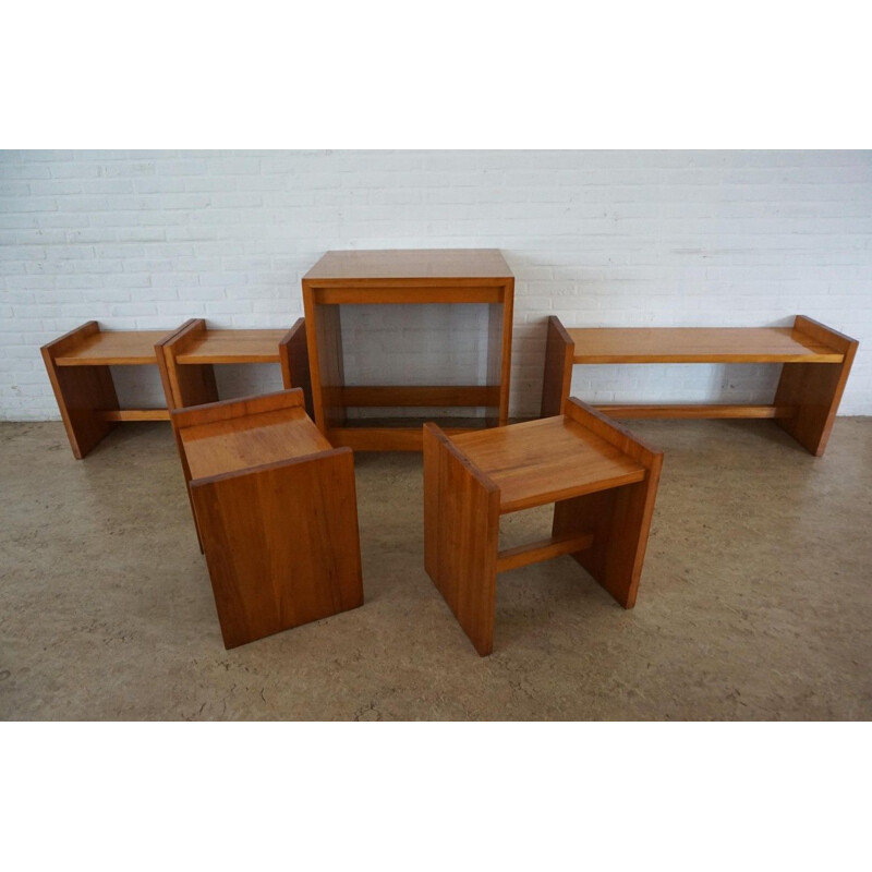 Vintage Modernist solid pine living room Set 1950s