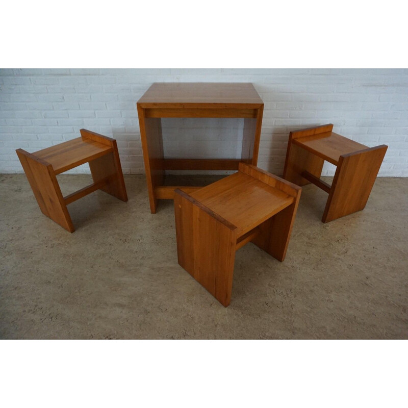 Vintage Modernist solid pine living room Set 1950s