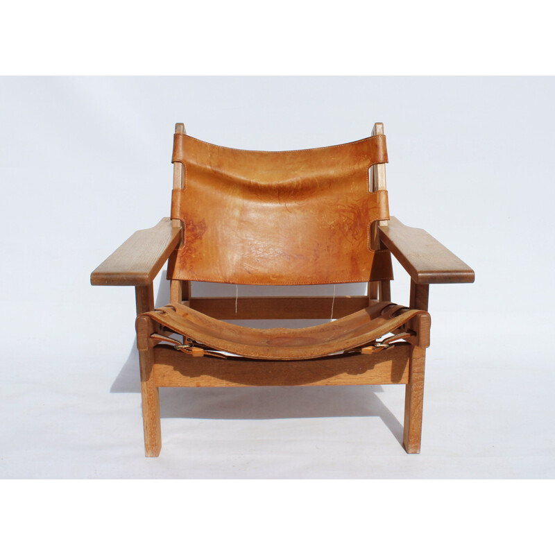 Vintage Easy chair of oak and patinated leather by Kurt Ostervig 