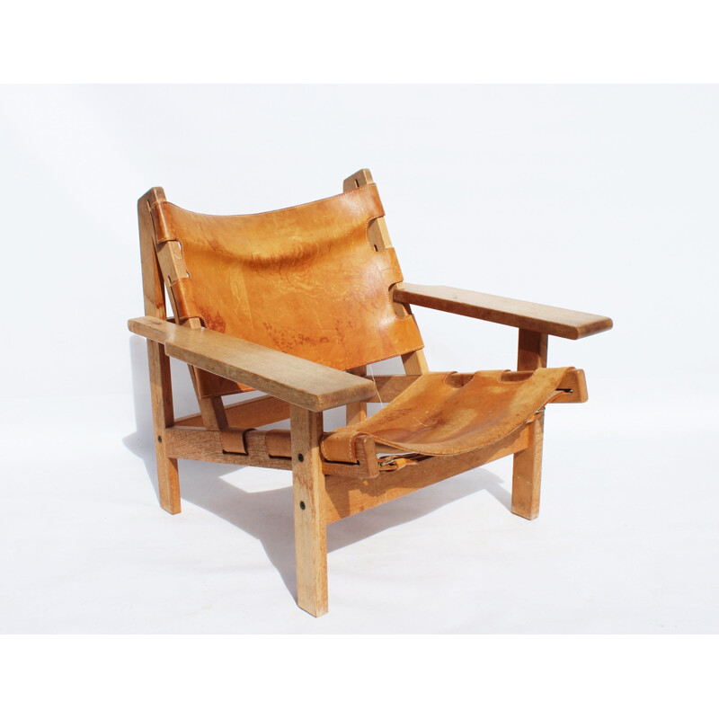 Vintage Easy chair of oak and patinated leather by Kurt Ostervig 