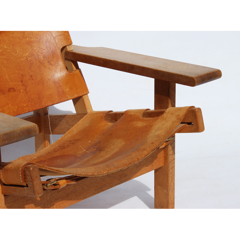 Vintage Easy chair of oak and patinated leather by Kurt Ostervig 