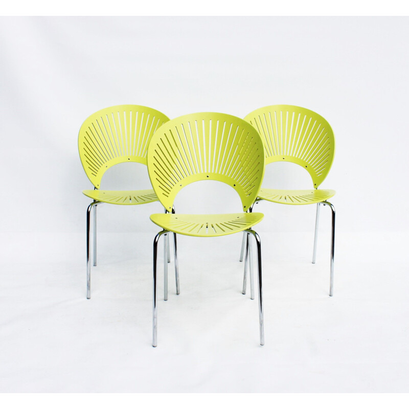 Set of 3 vintage Trinidad chairs in light green by Nanna Ditzel