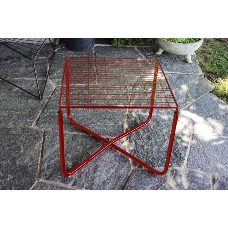 Vintage red jarpen table by Niels Gammelgard for Ikea, 1983