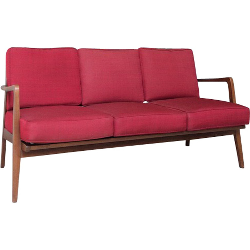 3-seater Scandinavian sofa in teck - 1960s