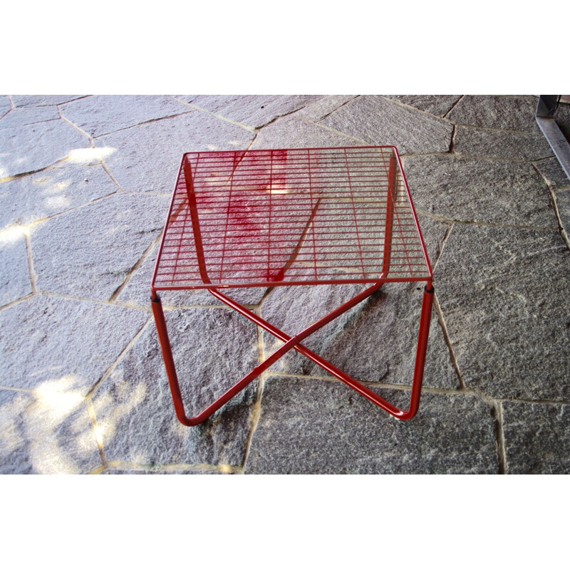 Vintage rode jarpen tafel van Niels Gammelgard voor Ikea, 1983