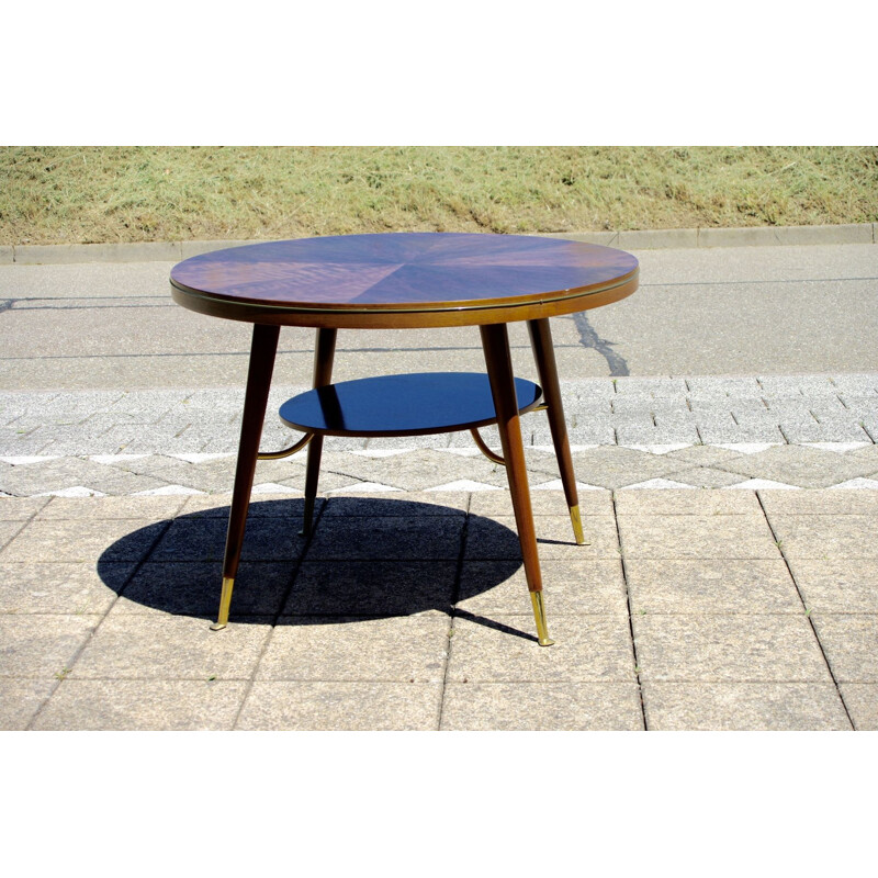 Vintage brass and walnut side table, Italy, 1960