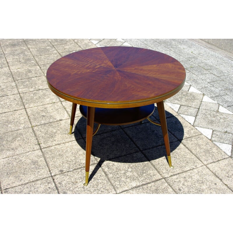 Vintage brass and walnut side table, Italy, 1960