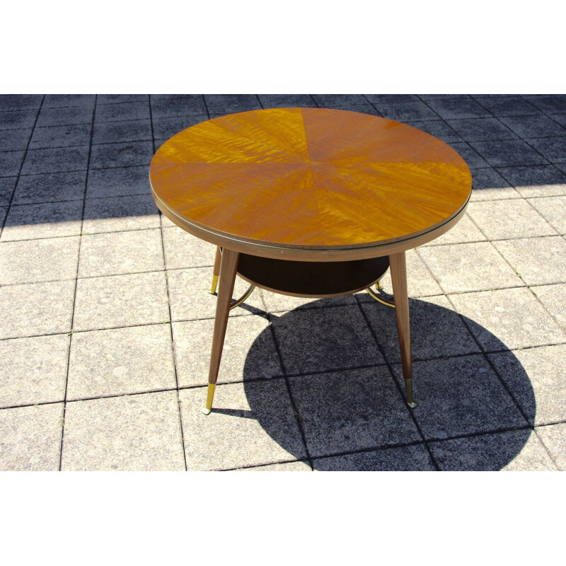 Vintage brass and walnut side table, Italy, 1960