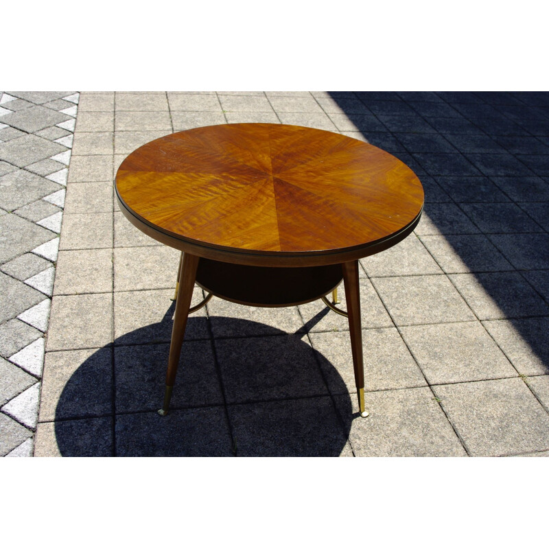 Vintage brass and walnut side table, Italy, 1960