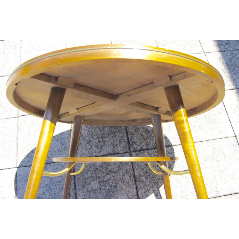 Vintage brass and walnut side table, Italy, 1960