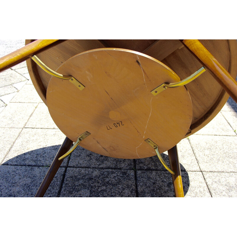 Vintage brass and walnut side table, Italy, 1960