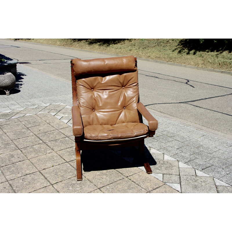 Ingmar Relling vintage leather armchair 1960