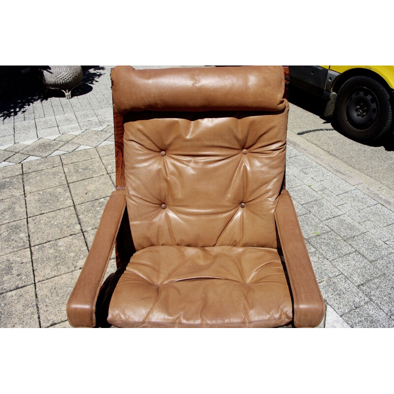 Ingmar Relling vintage leather armchair 1960