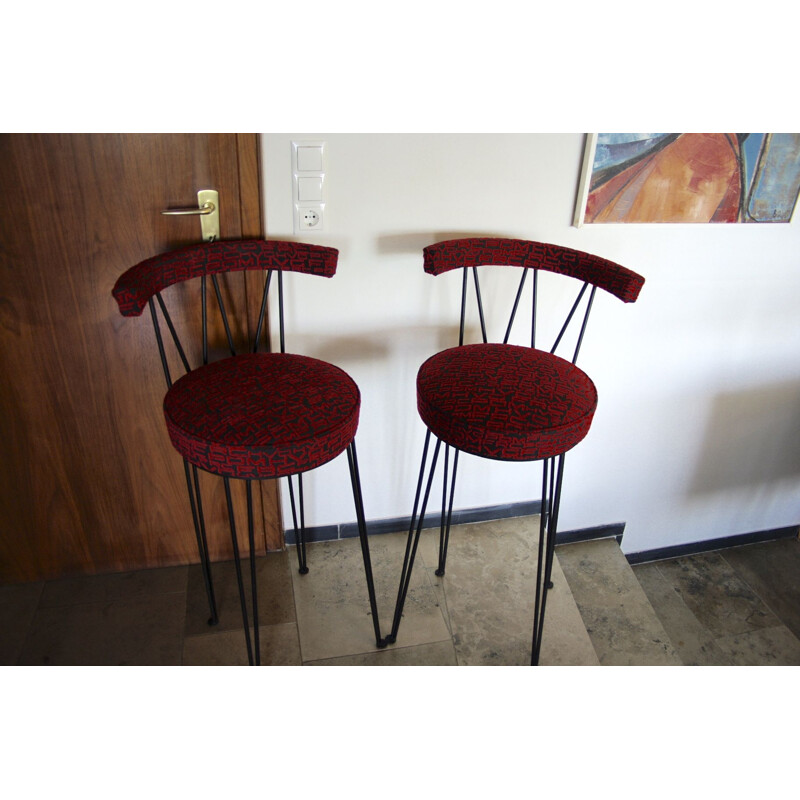 Pair of vintage bar stool with backrest 1950s