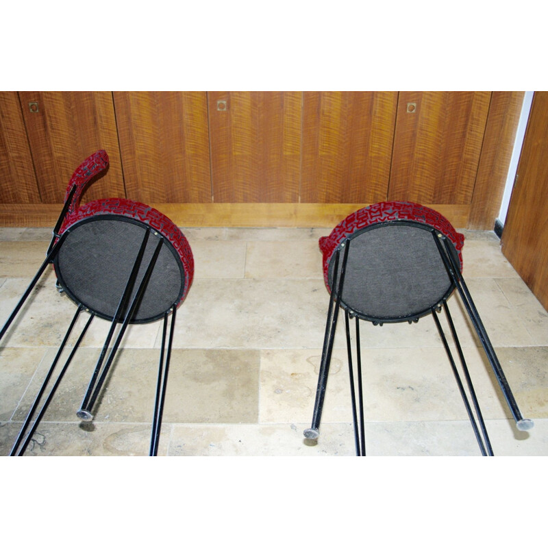 Pair of vintage bar stool with backrest 1950s