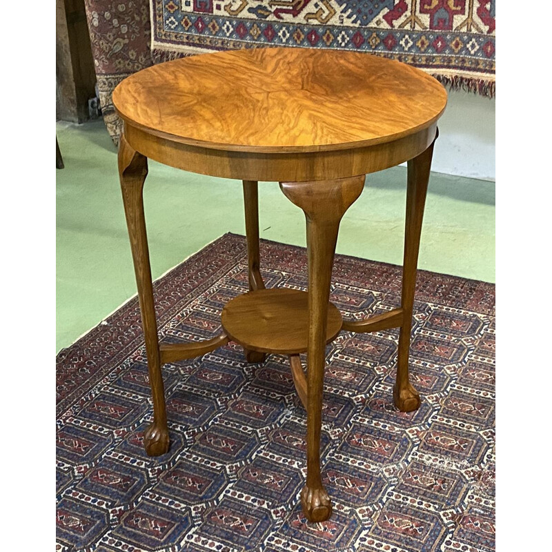 Vintage english walnut pedestal table 1930s