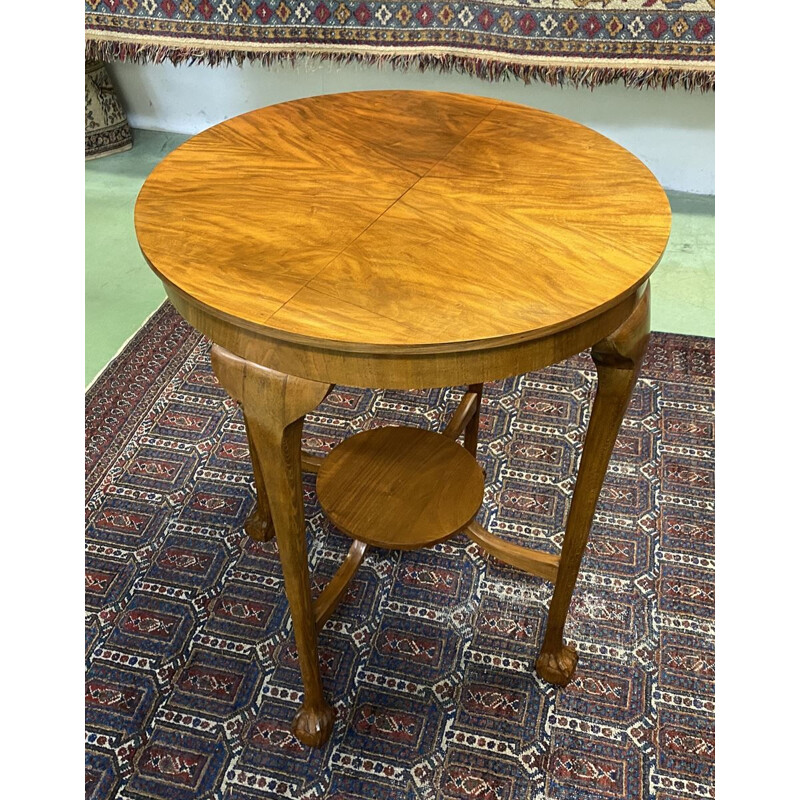 Vintage english walnut pedestal table 1930s