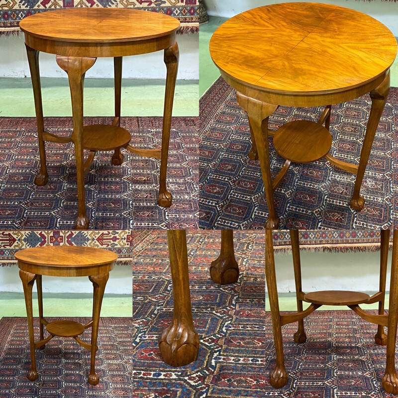 Vintage english walnut pedestal table 1930s
