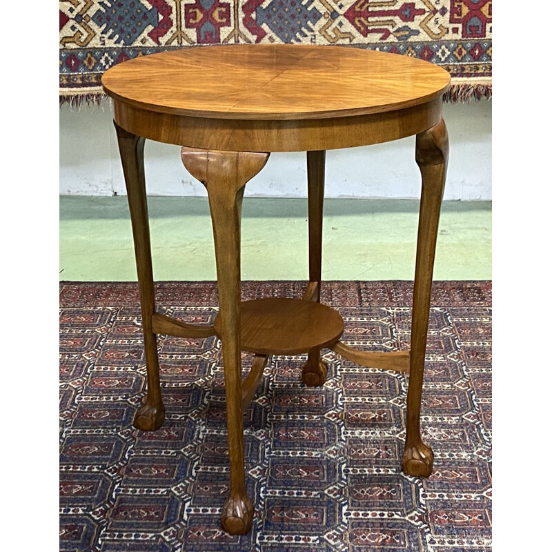 Vintage english walnut pedestal table 1930s