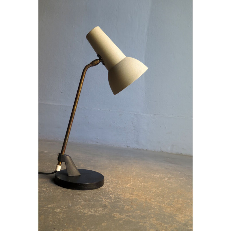Vintage adjustable brass and iron desk lamp 1950s