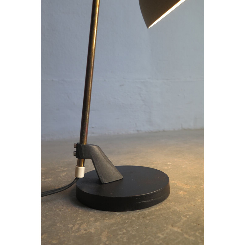 Vintage adjustable brass and iron desk lamp 1950s