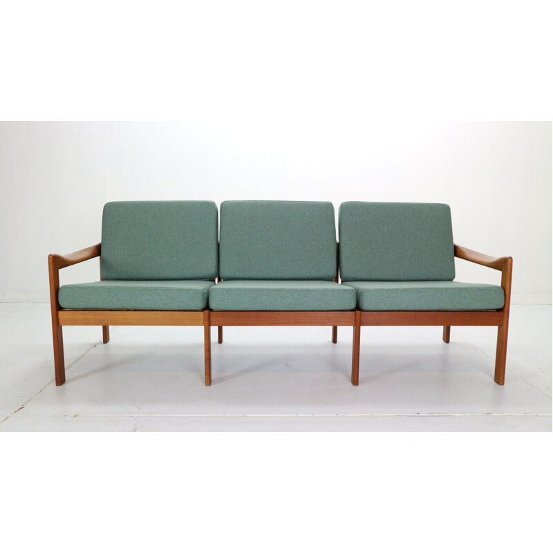 Vintage Illum Wikkelsø 3 Seat Teak Sofa for Niels Eilersen Denmark 1960