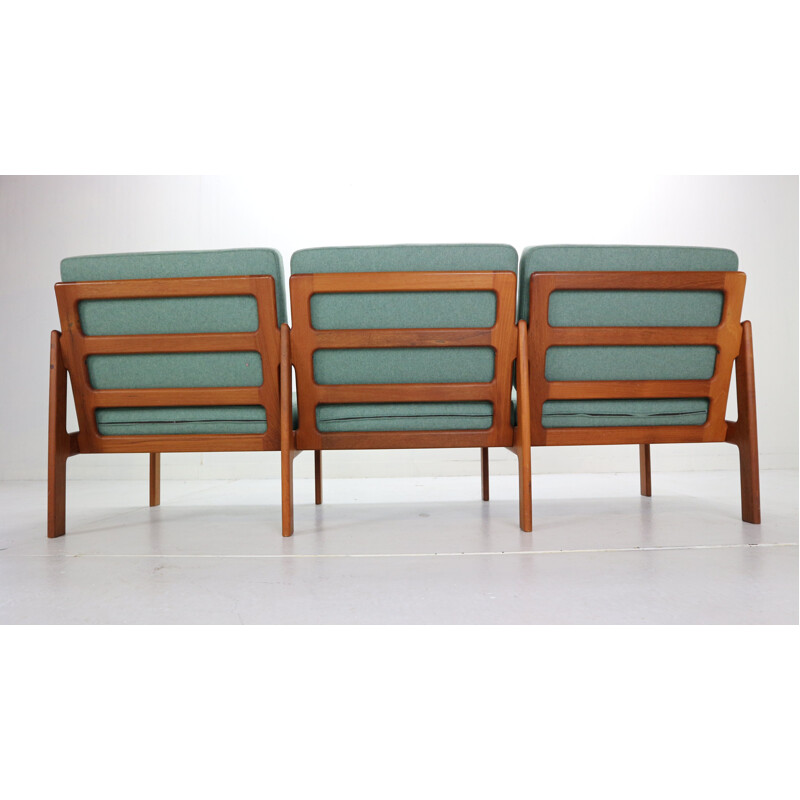 Vintage Illum Wikkelsø 3 Seat Teak Sofa for Niels Eilersen Denmark 1960