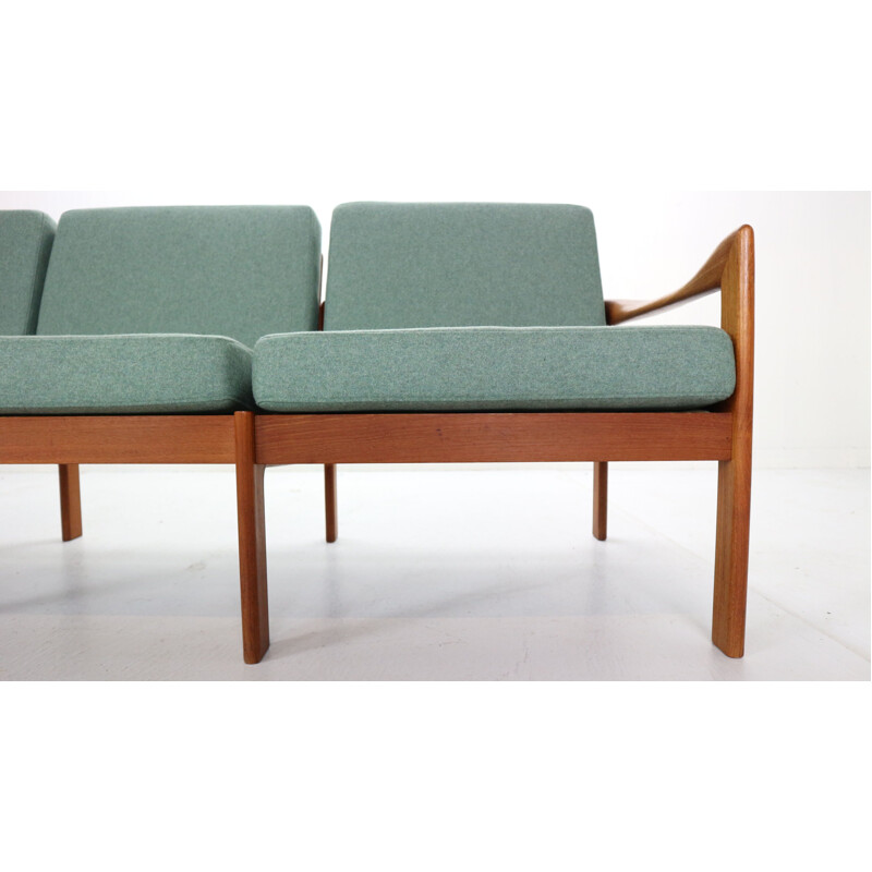 Vintage Illum Wikkelsø 3 Seat Teak Sofa for Niels Eilersen Denmark 1960