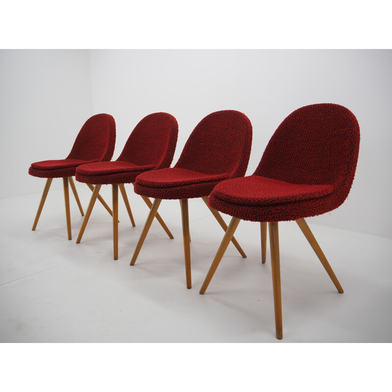 Ensemble de 4 chaises vintage en bois de Miroslav Navrátil, 1960