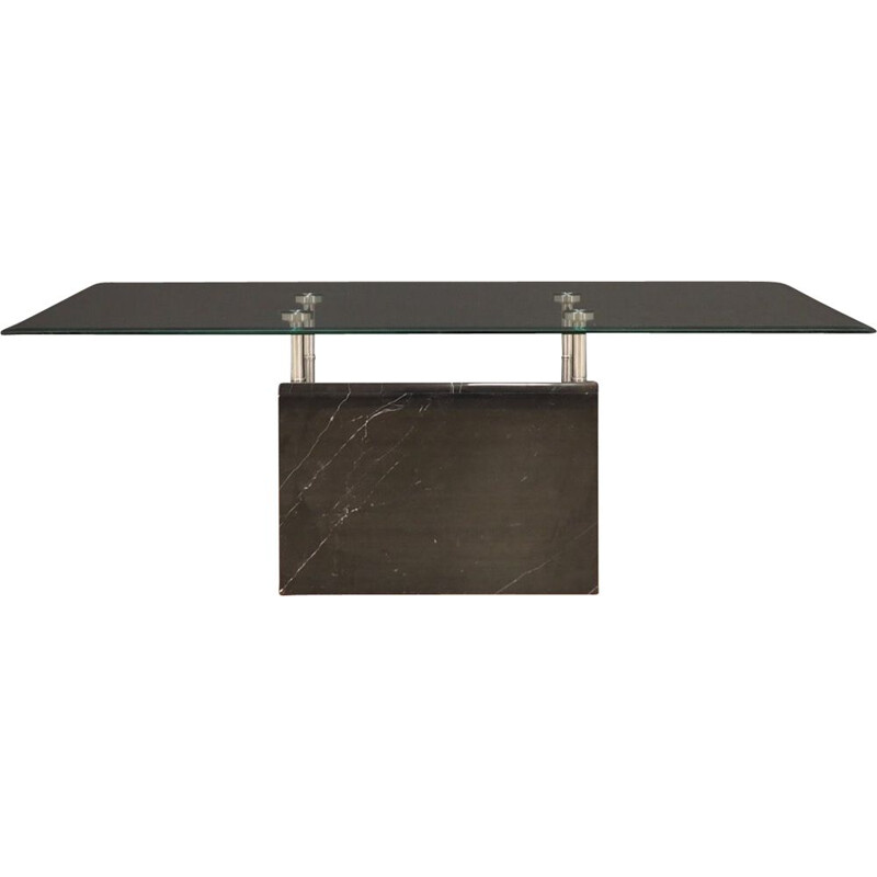 table basse vintage en - plateau marbre