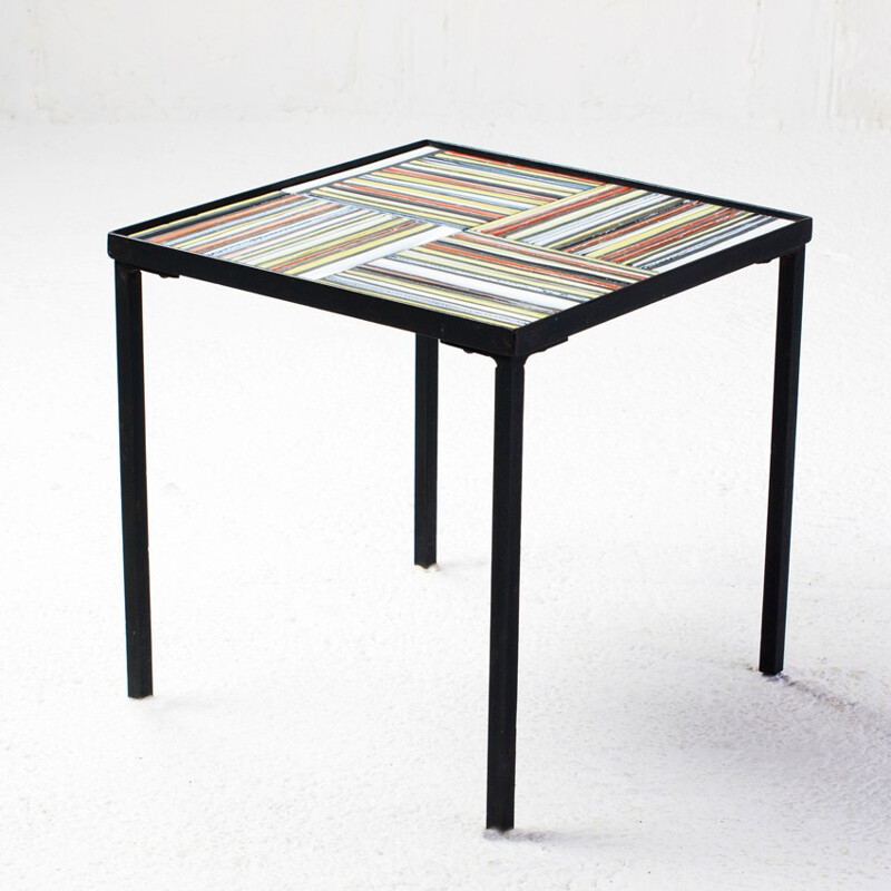 Polychrome ceramic side table, Roger CAPRON - 1950s