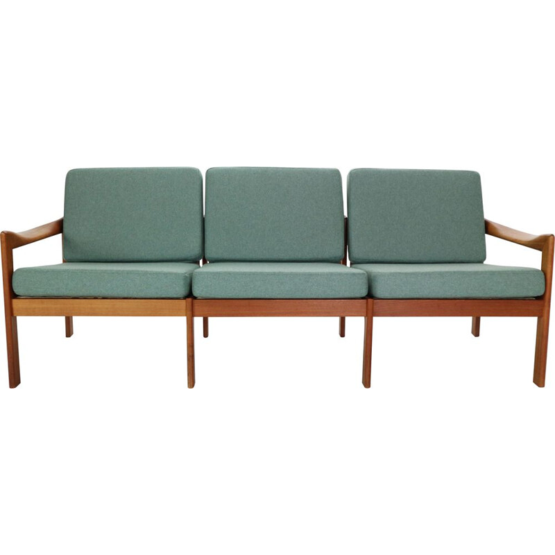 Vintage Illum Wikkelsø 3 Seat Teak Sofa for Niels Eilersen Denmark 1960