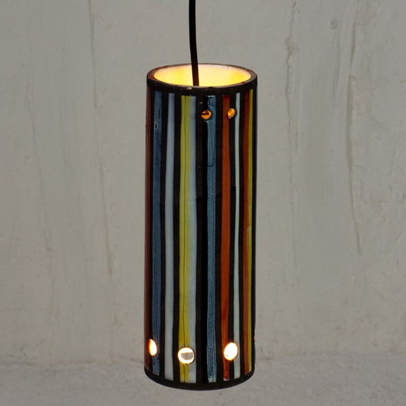 French hanging lamp in ceramic, Roger CAPRON - 1950s