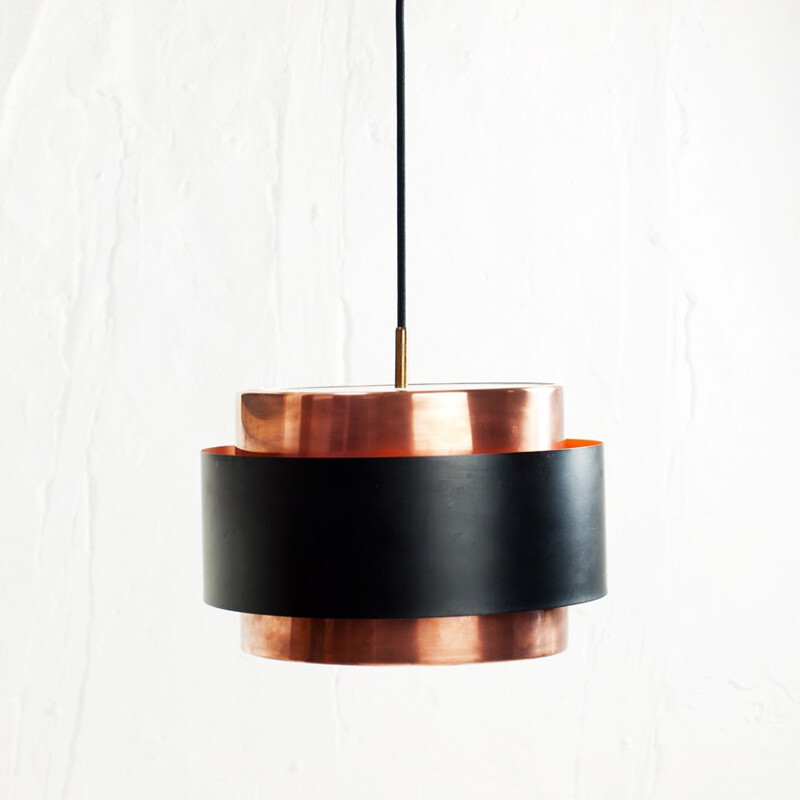 Scandinavian "Saturne" hanging lamp in metal and copper, Jo HAMMERBORG - 1960s