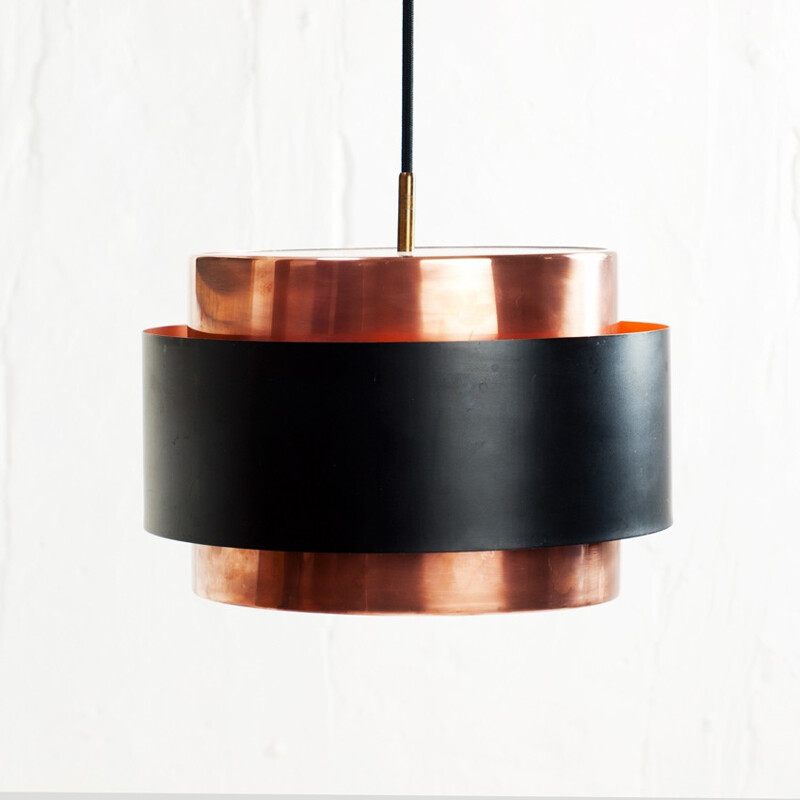 Scandinavian "Saturne" hanging lamp in metal and copper, Jo HAMMERBORG - 1960s