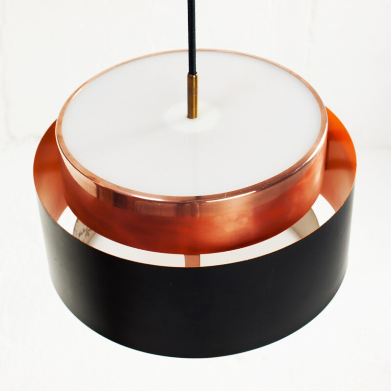 Scandinavian "Saturne" hanging lamp in metal and copper, Jo HAMMERBORG - 1960s