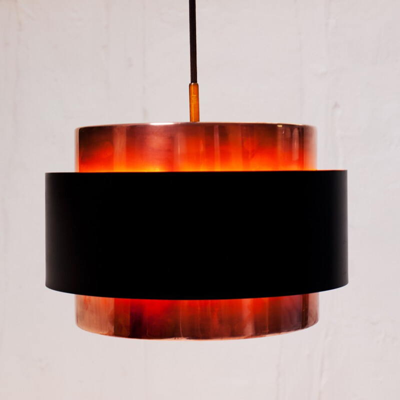 Scandinavian "Saturne" hanging lamp in metal and copper, Jo HAMMERBORG - 1960s