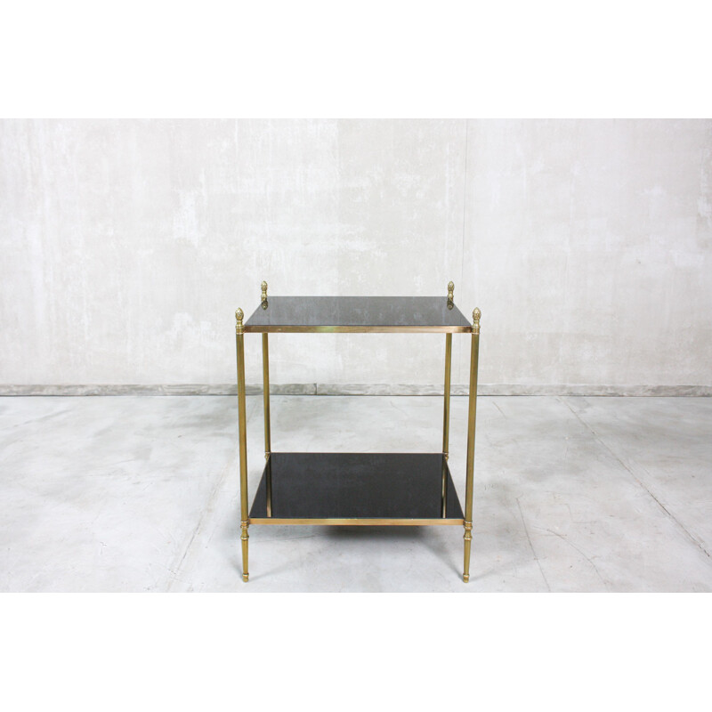 Vintage French Brass and Glass Side Table 1960s