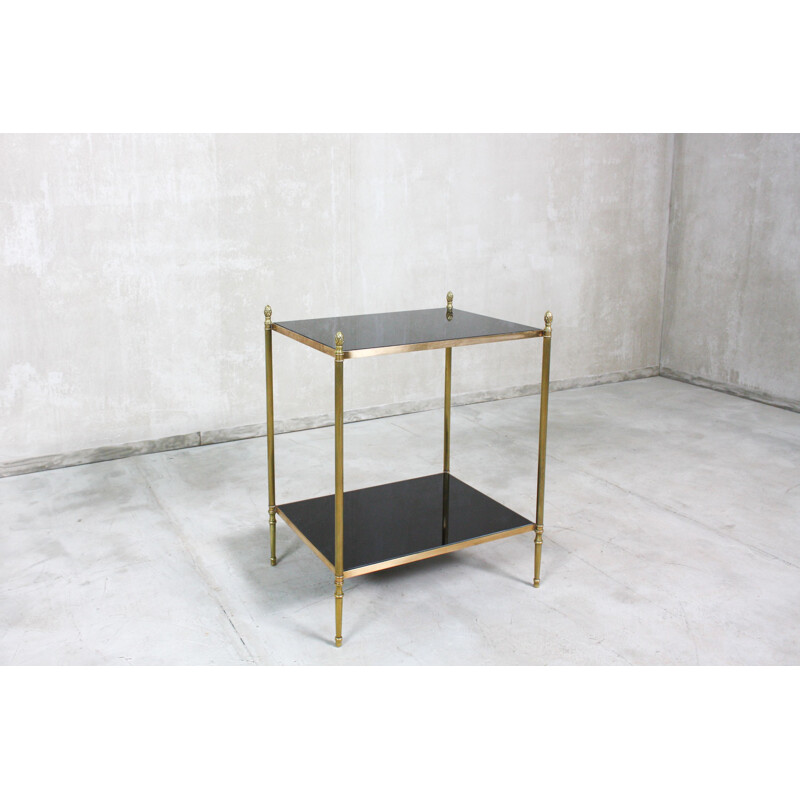 Vintage French Brass and Glass Side Table 1960s