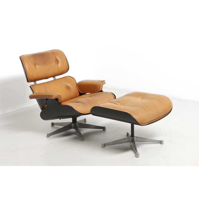 Vintage Lounge Chair with Ottoman by Charles and Ray Eames for Herman Miller USA 1950s