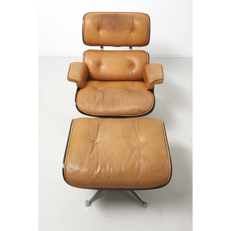 Vintage Lounge Chair with Ottoman by Charles and Ray Eames for Herman Miller USA 1950s