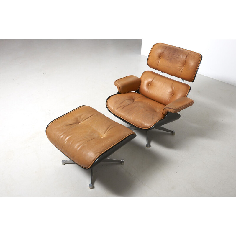 Vintage Lounge Chair with Ottoman by Charles and Ray Eames for Herman Miller USA 1950s