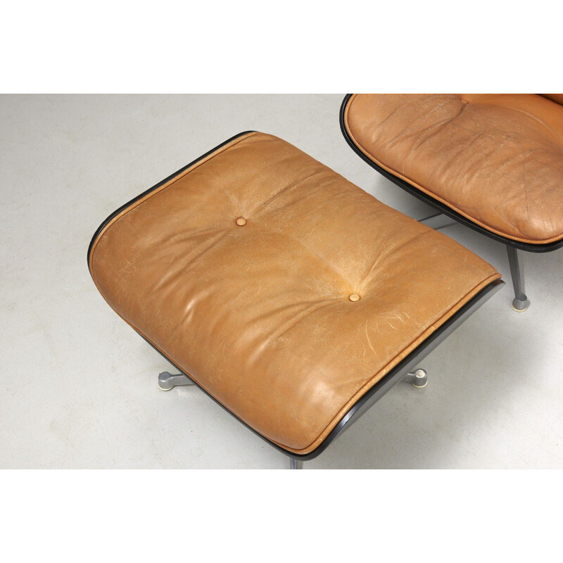 Fauteuil lounge vintage avec repose-pied, Charles et Ray Eames pour Herman Miller USA 1950