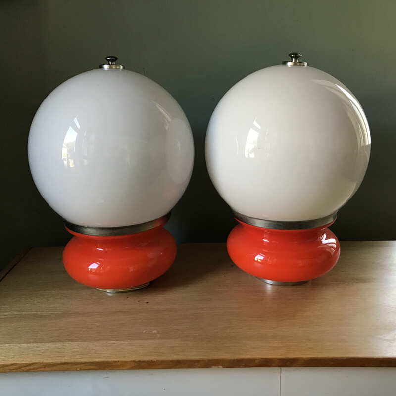 Pair of vintage lamps by Carlo Nason for Mazzega Italy 1960s