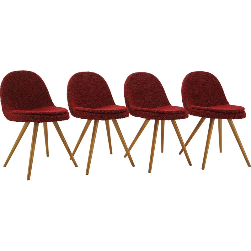 Ensemble de 4 chaises vintage en bois de Miroslav Navrátil, 1960