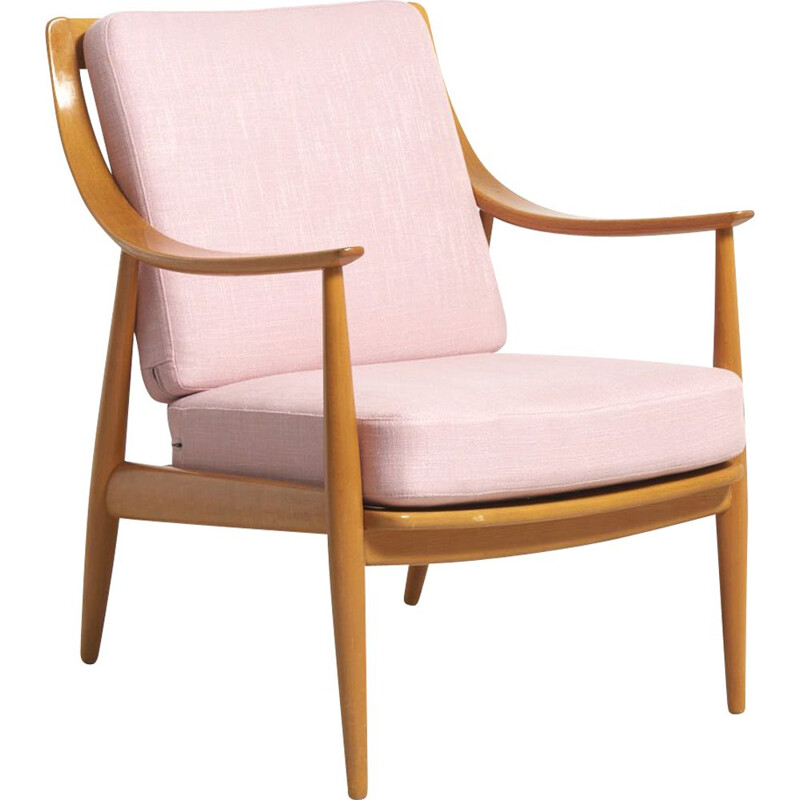 Vintage Pink Easy Chair by P. Hvidt & O. Molgaard-Nielsen Danmark 1953