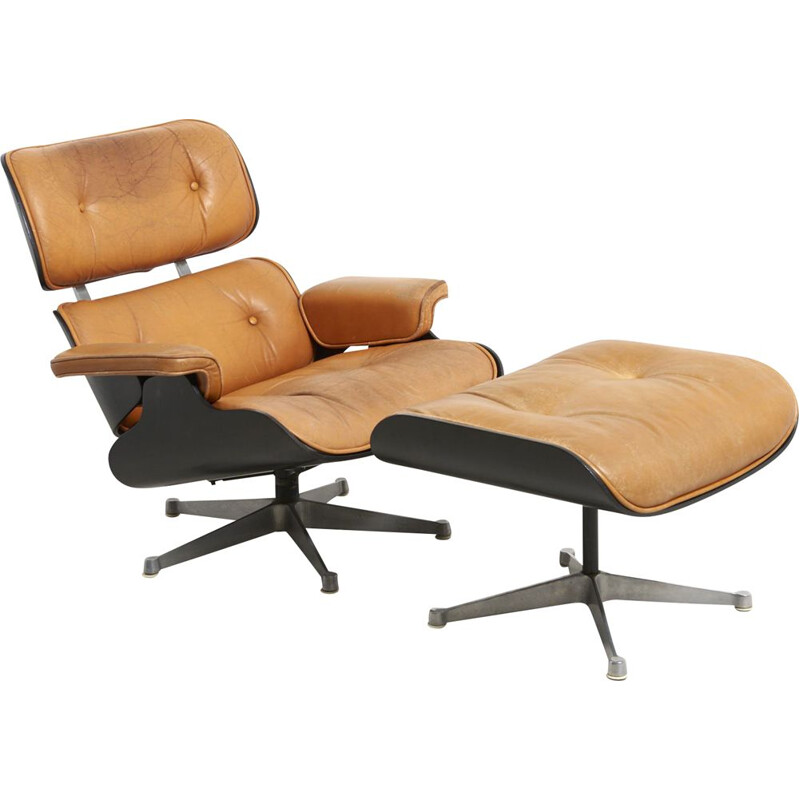 Vintage Lounge Chair with Ottoman by Charles and Ray Eames for Herman Miller USA 1950s