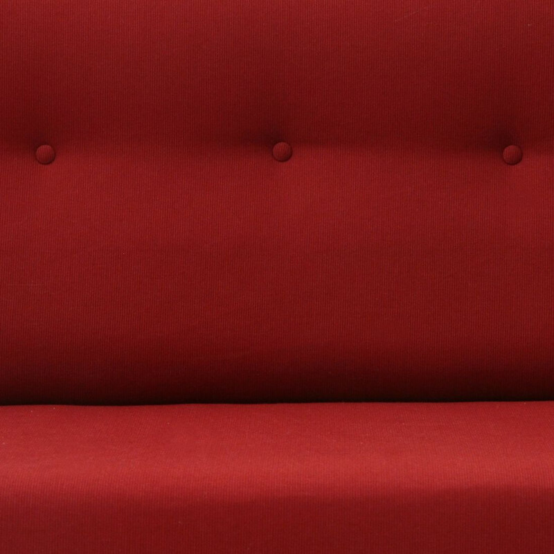 Divano letto italiano vintage in tessuto rosso 1950